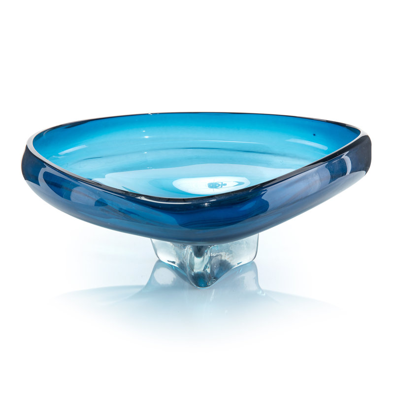 JohnRichard Glass Abstract Contemporary Decorative Bowl in Blue Wayfair